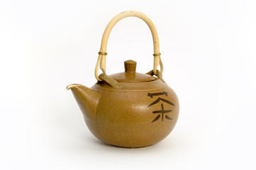 teapot with chinese sign of tea ( isolated)