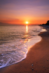 deserted beach at sunset - 3395555