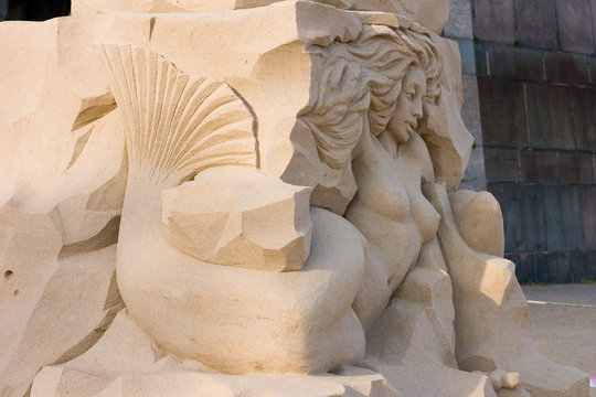 sand sculpture of mermaid