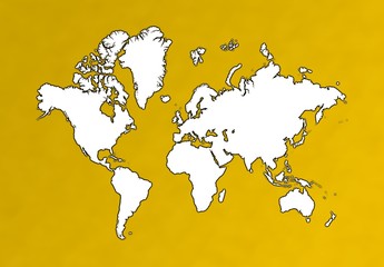 world map on orange background