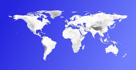 world map with grayscale elevation