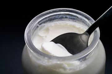 firm yogurt closeup