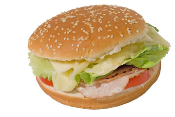 saftiger hamburger mit grünem salat