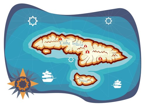 pirats island map illustration