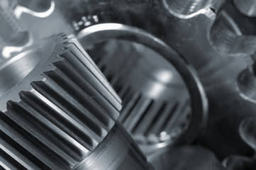 gear and shaft in a blue cast