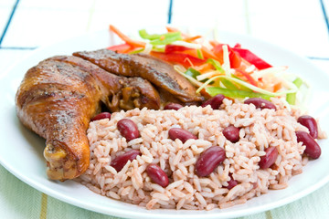 jerk chicken with rice - caribbean style