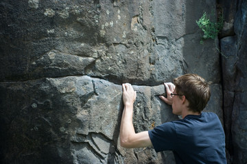 rock climber focused