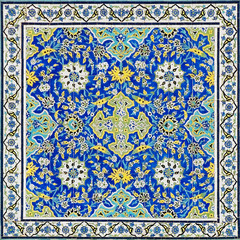 tiled background, oriental ornaments from isfahan mosque, iran