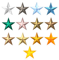 metal colourful 5-ray stars