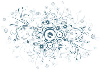 abstract grunge background witn floral scrolls