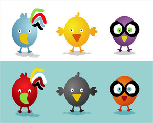 oiseaux et personnages