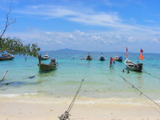 Fototapeta na wymiar łodzi turystycznych w zatoce Phang Nga - Tajlandia - Azja