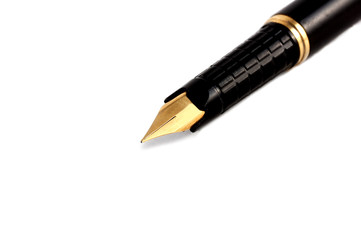 Naklejka premium close-up of a fountain pen isolated over a white b