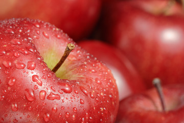 fresh apples with dew drops
