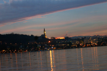 Fototapeta na wymiar Annecy Cathedral Sunset