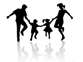 famiglia che salta