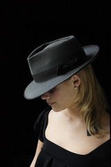 young woman with cowboy hat