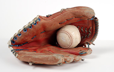 baseball glove and ball