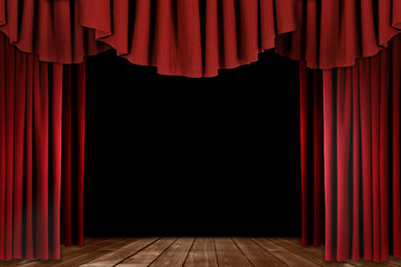 Theater Drapes With Wood Floor