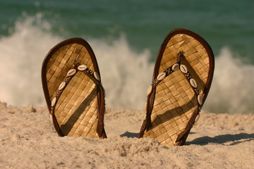 sandals at the beach