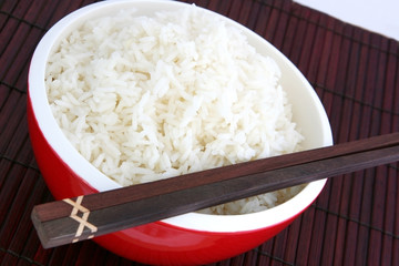red bowl of rice