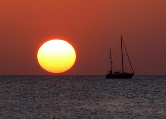 sunset on the mediterranean sea