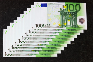 100 euro banknotes stocked in diagonal