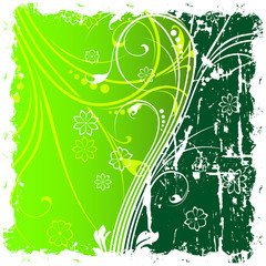 abstract grunge background witn floral scrolls