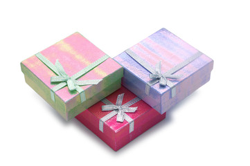 three gift boxes isolated on the white
