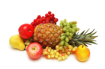 various fruits isolated on the white background