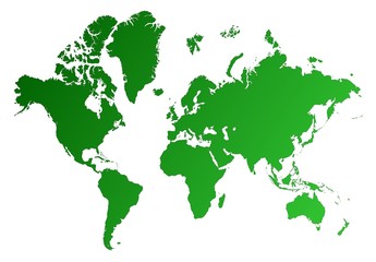 detailed green gradient map of the world