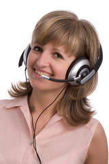 smiling business girl with headset