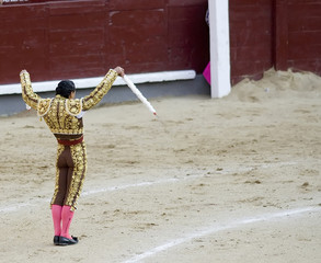 banderillero preparing to strike