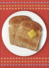 toast on orange placemat