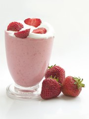 strawberries-youghurt coctail in a glass cup
