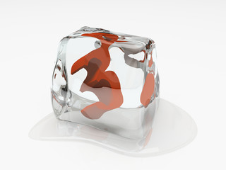 numeral three in ice cube 3d rendering