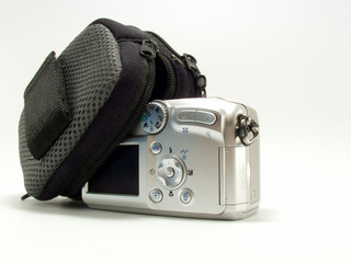 digital camera with black sack