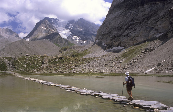 escursionista, trekker, in vanoise
