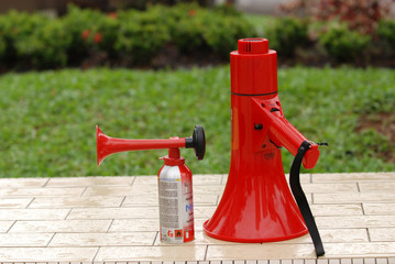 air horn and loud speaker on the floor
