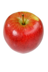 A red apple, isolated on a white background.