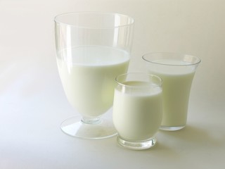 cows' milk in glasses