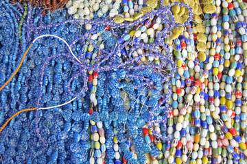 colorful strings of beads.