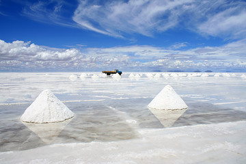 salt mining on the bolivian salt-flats