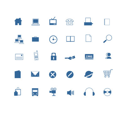 30 blue icon set for design