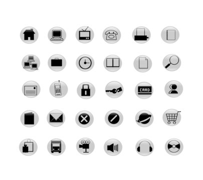 30 black icon set with circle style