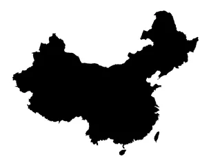 Foto op Canvas gedetailleerde z/w kaart van china © skvoor