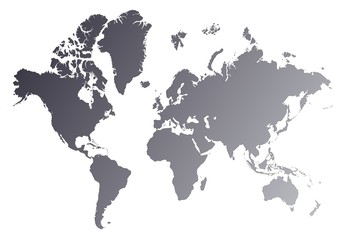 Fototapeta na wymiar Szczegółowe szary gradient mapie świata