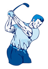 Golfer swinging a club