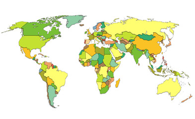 Fototapeta na wymiar World map with all countries. white background