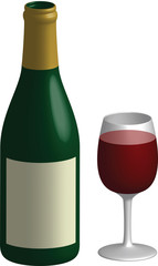 wine bottle with glass